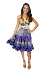 Women's Purple Ruffle Ruched Boho Skirt – Recycled Silk Beachwear with Smocked Waist S/M