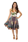Women's Purple Ruched Recycled Silk Skirt – Smocked Waist Boho Summer Beachwear S/M