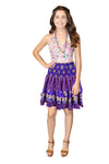 Women's Medium Violet Ruched Skirt – Recycled Silk Boho Summer Beachwear S/M