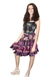 Women's Mauve Floral Ruched Skirt – Recycled Silk Boho Summer Beach Resort S/M