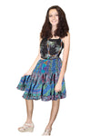 Women's Tufts Blue Floral Recycled Silk Skirt – Boho Summer Beachwear with Ruched Waist S/M