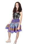 Women's Purple Floral Recycled Silk Skirt – Summer Ruched Boho Beachwear S/M