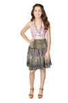 Women's Beige Recycled Silk Skirt – Summer Ruched Boho Beachwear S/M