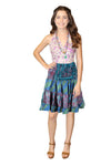 Tufts Blue Floral Skirt – Women's Recycled Silk Ruched Skirt for Summer Style  S/M