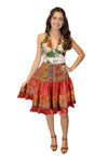 Red Rose Recycled Silk Skirt – Women's Short Ruffle Summer Beachwear  S/M
