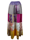 Womens Boho Maxi Skirt Pink Yellow Patchwork Skirts S/M