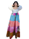 Women's Floral Handmade Patchwork Maxi Skirt – Boho Swing Skirt S/M