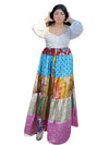 Women's Multi-Color Floral Patchwork Maxi Skirt – Boho Recycled Silk Skirt S/M/L