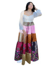 Women's Pink Floral Patchwork Maxi Skirt – Handmade Boho Beach Long Skirt S/M/L