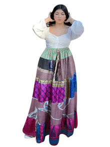  Women's Purple Patchwork Maxi Skirt – Stylish Boho Beachwear Boho Skirts S/M/L