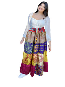  Women's Long Yellow Patchwork Maxi Skirt – Boho Beachwear S/M/L