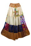 Womens White Floral Beautiful  Maxi Skirt Patchwork Boho Skirts S/M/L