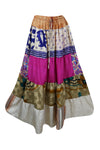 Womens Summer Maxi Skirt  Pink, Beige Floral Patchwork Boho Skirts S/M/L