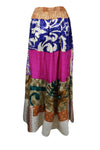 Womens Summer Maxi Skirt  Pink, Beige Floral Patchwork Boho Skirts S/M/L