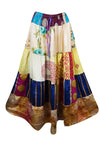 Womens White Floral Beautiful Maxi Skirt Patchwork Boho Skirts S/M/L