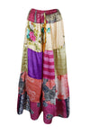 Womens Pink Multi Floral Beautiful Maxi Skirt Patchwork Boho Skirts S/M/L