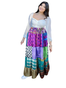  Women's Purple Multi Patchwork Beach Maxi Skirt – Stylish Boho Vibes S/M/L