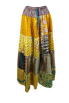 Summer Maxi Skirt in Honey Yellow Floral Patchwork Boho Style in S/M/L