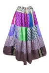 Womens Long Beach Maxi Skirt Purple Multi Patchwork Boho Skirts S/M/L