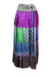 Womens Maxi Skirt Purple Multi Patchwork Boho Skirts S/M/L