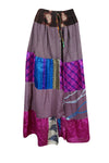 Womens Maxi Skirt Purple Multi Patchwork Boho Skirts S/M/L