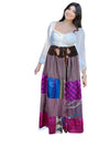 Women's Purple Multi Patchwork Maxi Skirt – Boho Chic Long Skirt S/M/L