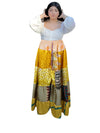 Women's Honey Yellow Floral Patchwork Maxi Skirt – Flared Boho Hippie Skirt S/M/L