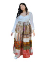 Women's Beige Patchwork Maxi Skirt – Handmade Boho Flared Long Skirt S/M/L