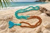 Turquoise & Rudraksha Japa Mala Necklace | Meditation Beads Tassel Prayer Mala