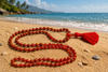 Handmade Chakra Mala with Rudraksha & Carnelian Beads | Spiritual Yoga Meditation Necklace