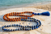 Lapis Lazuli Buddhist Mala Necklace | Hand Knotted Beads with Tassel Jewellery