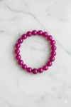 Pink Stone Beaded Stretch Bracelet – Handmade Round Beads for Yoga & Meditation