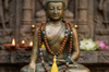 Meditation Yoga Mala Beads – Lapis Lazuli, Rudraksha & Garnet Prayer Necklace for Chanting & Spiritual Healing