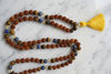 Meditation Yoga Mala Beads – Lapis Lazuli, Rudraksha & Garnet Prayer Necklace for Chanting & Spiritual Healing