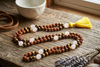 Prosperity Mala Beads Japamala | 108 Tiger Eye & Rose Quartz Yoga Meditation Necklace