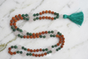 Rudraksha & Green Jade Yoga Mala – Healing Meditation Gemstone Necklace