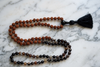 Black Agate Rudraksha Mala Necklace – Vedic Meditation Beads