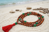 Mindful Meditation Green Jade Sunstone & Rudraksha Japa Mala | Spiritual Healing Beads