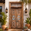 Antique Teak Carved Doors Indo-French Style Garden Double Doors
