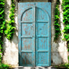 Antique Arched Door Hand Carved Teak Wood Blue Garden Doors
