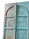 Antique Arched Door Hand Carved Teak Wood Blue Garden Doors 87x46