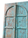 Antique Pair Indian Arched Door, Blue Doors, Painted Teak Wood Door