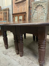 Antique Indian Dining Table Teak Round 8 Seater Hand Carved Farmhouse Table