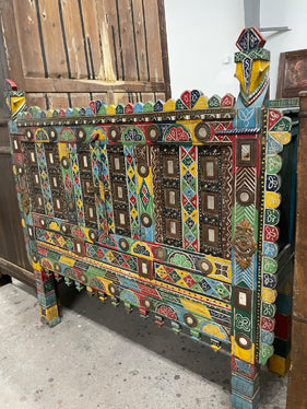 Nomadic Banjara Indian Damchiya Console, Vintage Rustic Entryway Table, Colorful Accent Sideboard