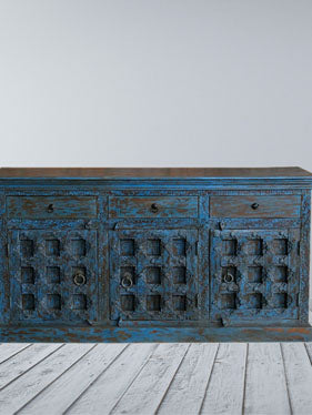 Rustic Credenza, Carved Farmhouse Sideboard