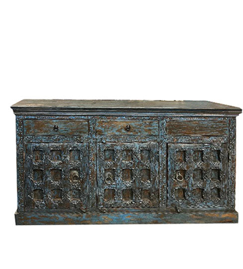 Antique Blue Buffet Sideboard TV Stand Cabinet Moody Dresser 71