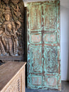 Vintage Carved Door Panel Distress Green Rustic Farmhouse Barn Door