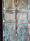 Vintage Carved Door Panel Distress Green Rustic Farmhouse Barn Door