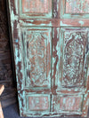 Vintage Carved Door Panel Distress Green Rustic Farmhouse Barn Door