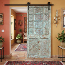  Rustic Farmhouse Barn Door Vintage Carved Blue Accent Hinged Door